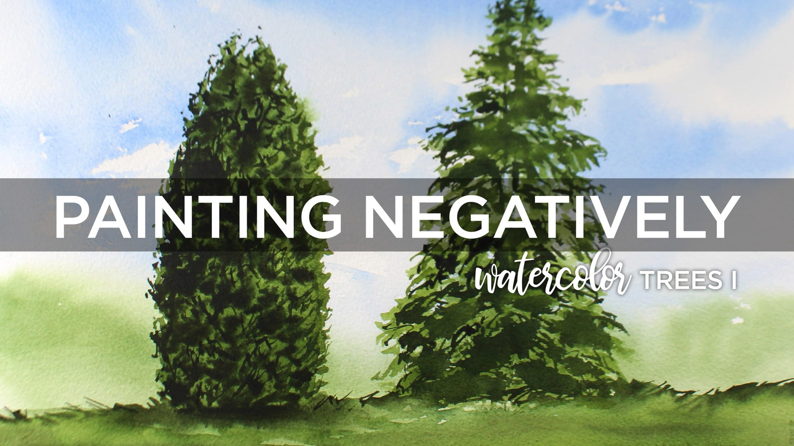 Watercolor Trees I Singles: Painting Negatively