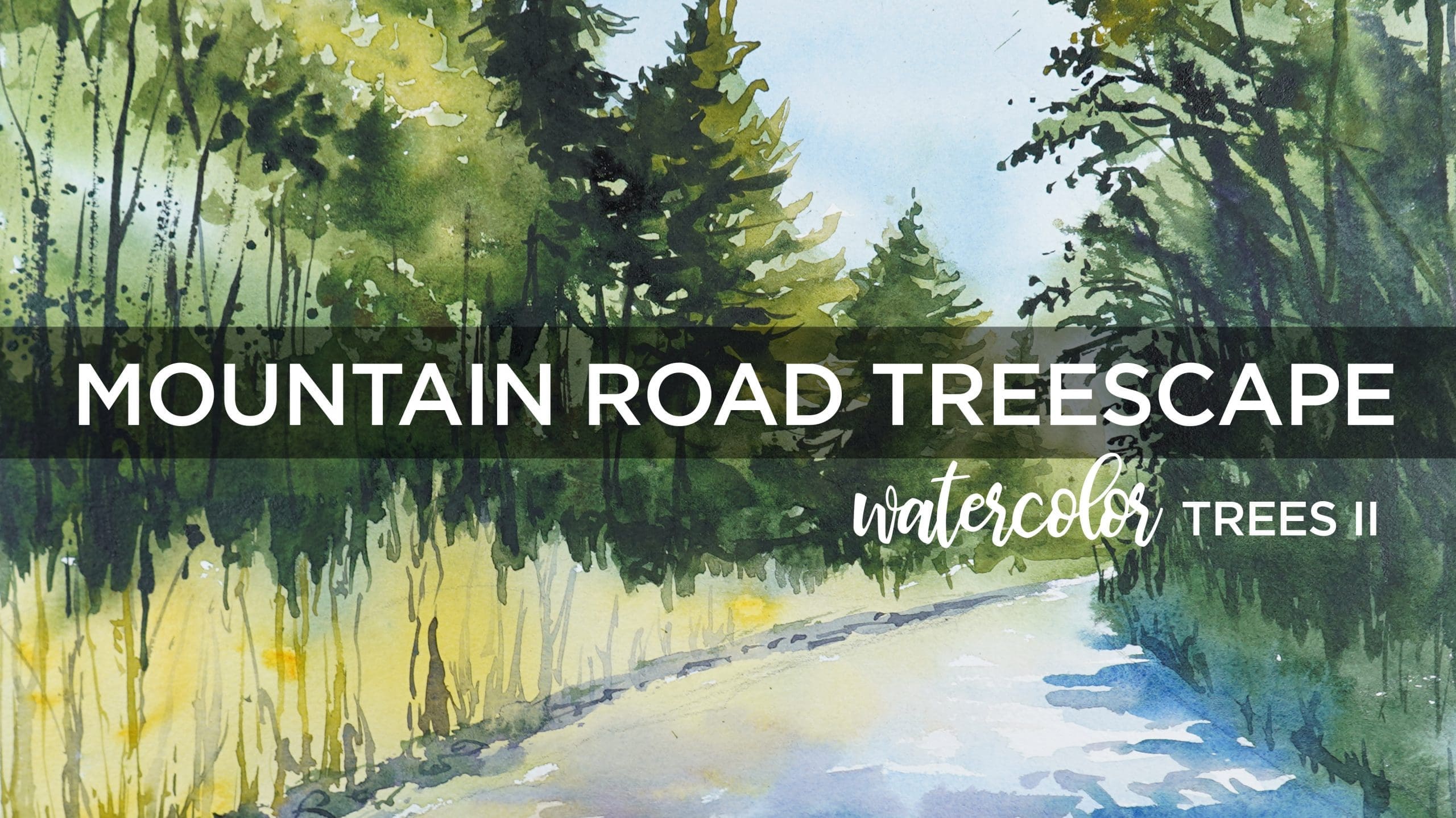 Watercolor Trees II Singles: Mountain Road Treescape