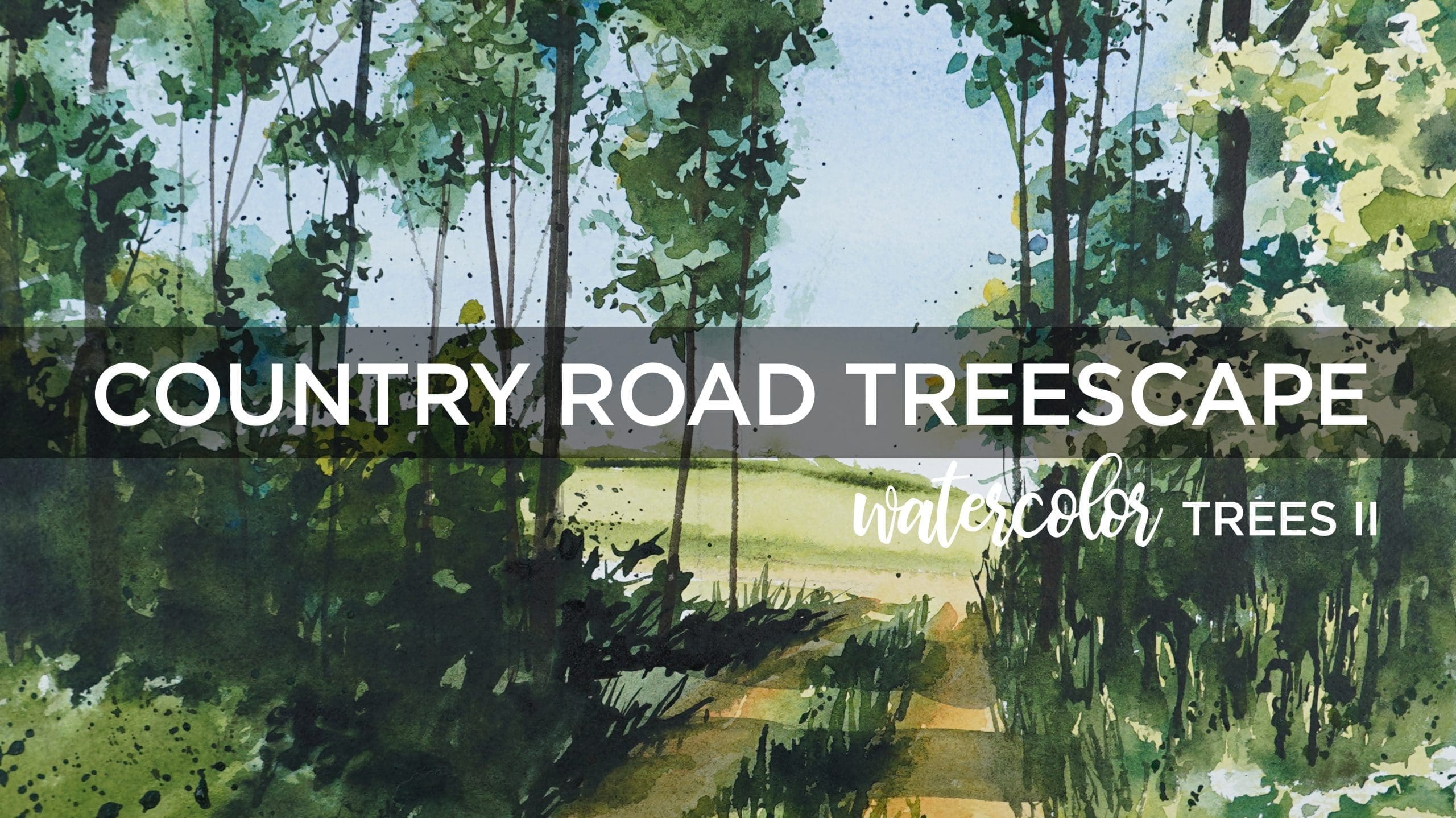 Watercolor Trees II Singles: Country Road Treescape