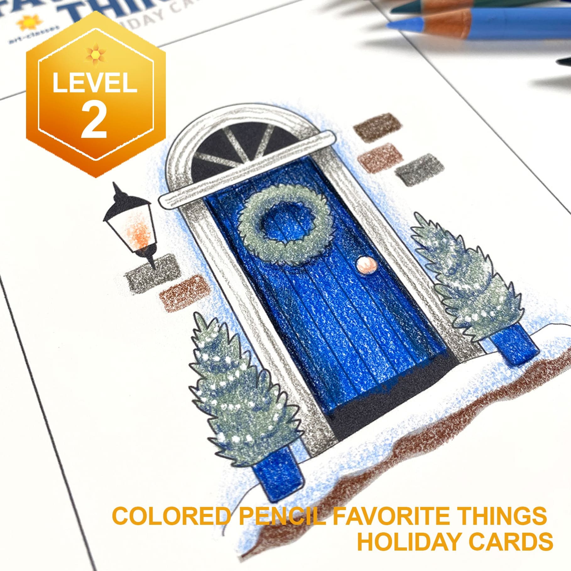 Colored Pencil Favorite Things Holiday Cards
