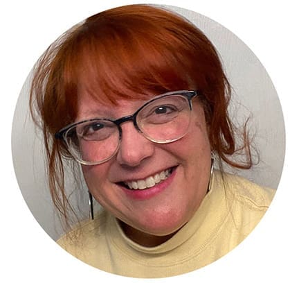 Photograph of Sandy Allnock, the instructor at Art Classes for over a decade.