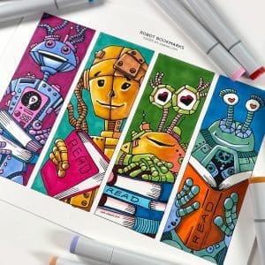 Robot Bookmarks Printable